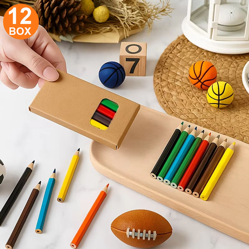 Total Stationery & Office Supply - 6색 짧은 미니 색연필 12박스(총 72개),