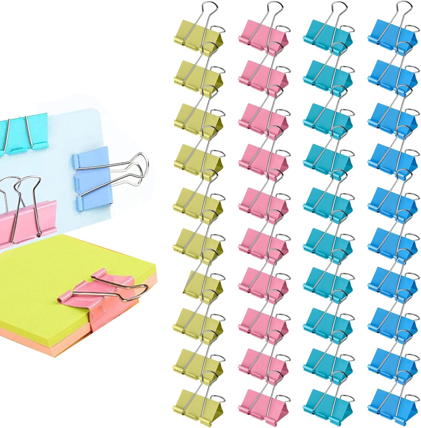Binder Clip Assorted - 폴드백 클립, 종이 클립 40개, 금속,