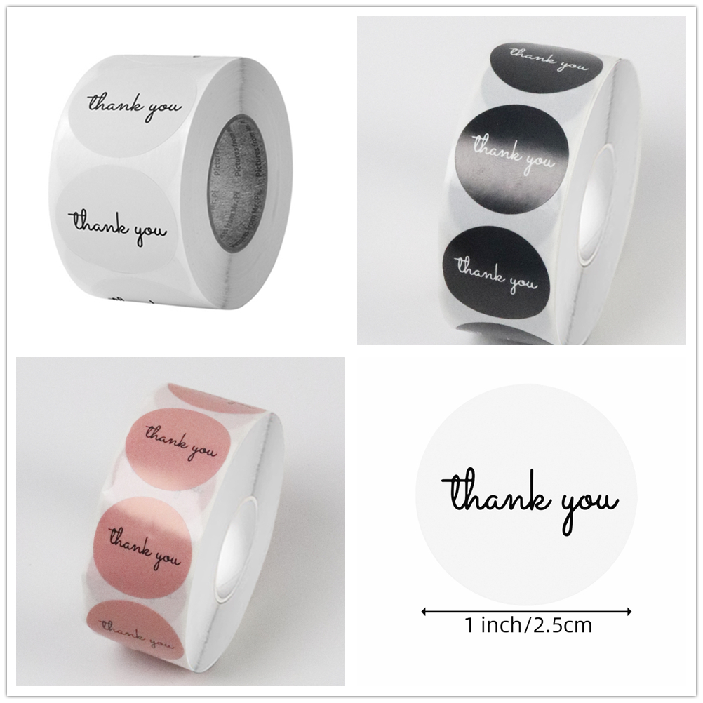 Sticker Label Roll - 500개 감사 스티커 롤 25mm 원형