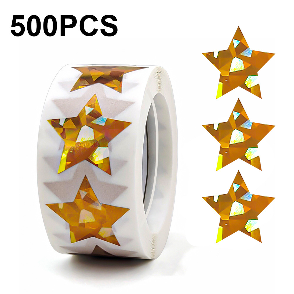 JCAC 500개/롤 1인치 홀로그램 다채로운 별 DI - Sticker Label Roll 리뷰 및 가격