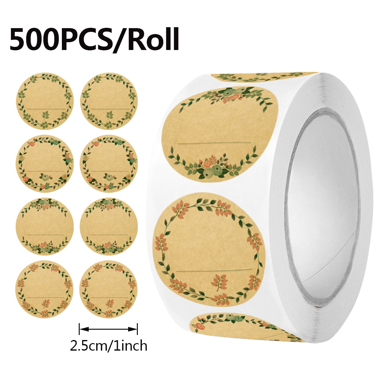 JCAC 500개/롤 빈 필기 가능 꽃무늬 크라프트 종 - Sticker Label Roll 리뷰 및 가격