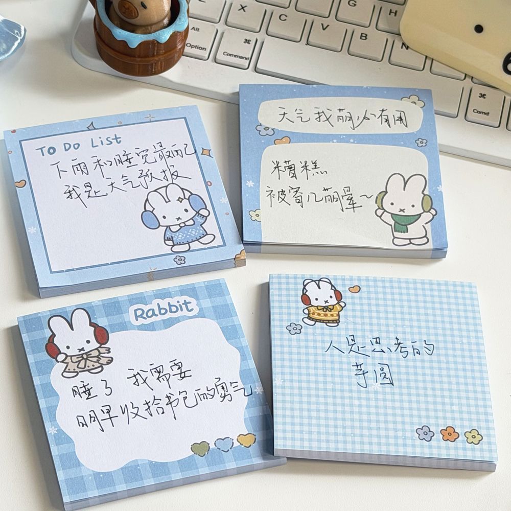 귀여운 파란색 그리드 미피 토끼 자가 접착식 스티키 노 - Stationery Office Items List 리뷰 및 가격