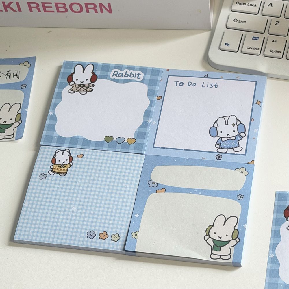 귀여운 파란색 그리드 미피 토끼 자가 접착식 스티키 노 - Stationery Office Items List 리뷰 및 가격