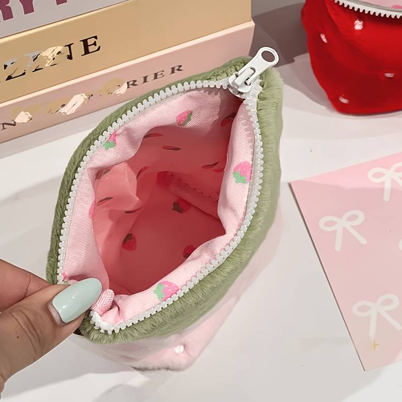 일본식 빈티지 딸기 모양 세로형 필통, 부드러운 플러시 - Stationery And Office Supply Stores 리뷰 및 가격