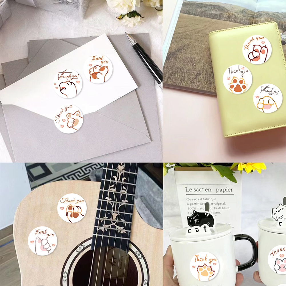 JCAC 500pcs/roll 귀여운 만화 고양이 발  - Sticker Label Roll 리뷰 및 가격